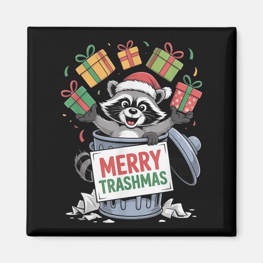 Aimant Funny Raccoon Christmas Trash Panda Xmas Merry Tra (Devant)
