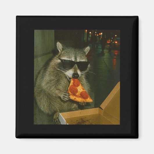 Aimant Funny Raccoon Eating Zza Animal Meme (Devant)
