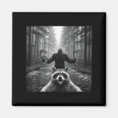 Aimant Funny Raccoon Selfie With Bigfoot 67 Six Seven Mem (Devant)