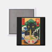 Aimant Funny Ramen Cat Japanese Noodle Kitten  (Recto/Verso)
