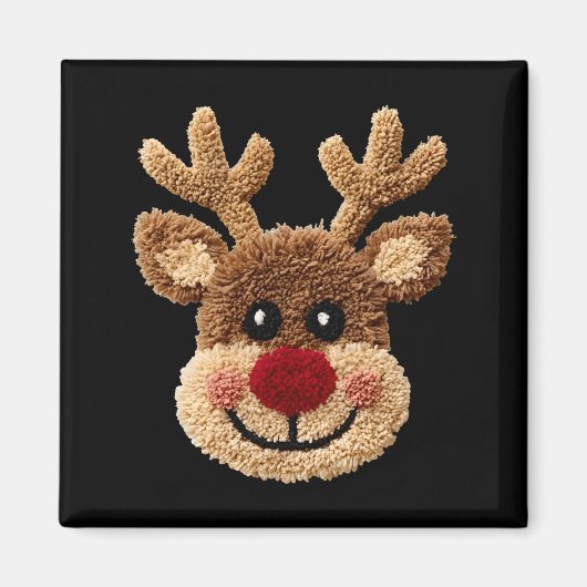 Aimant Funny Reindeer Rudolph Crochet Merry Christmas Xma (Devant)