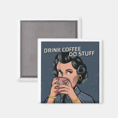 AIMANT FUNNY RETRO FAMILIALE FEMME CAFÉ FAMILIAL FRIDGE M (Recto/Verso)