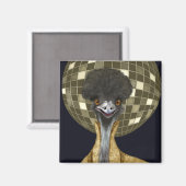 Aimant Funny Retro Golden Disco Ball Emu Bird (Recto/Verso)