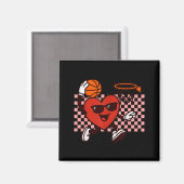 Aimant Funny Retro Heart Graphic Basketball Player Kids V (Recto/Verso)