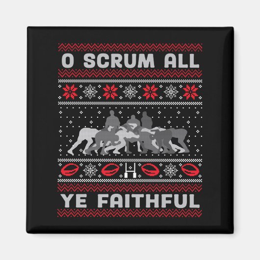 Aimant Funny Rugby O Scrum All Ye Faithful Ugly Merry Chr (Devant)