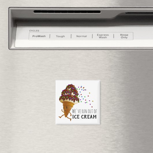 Aimant Funny Run Out of Ice Cream Cartoon (In Situ (Lave-vaisselle))