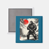 Aimant Funny Samurai Bigfoot Japanese Art Graphic Tee Ani (Recto/Verso)