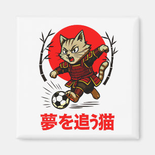 Aimant Funny Samurai Cat Soccer - Pour réfrigérateur et v