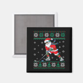 Aimant Funny Santa Claus Christmas Ice Hockey Ugly Sweate (Recto/Verso)