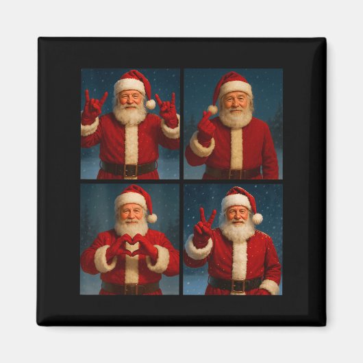 Aimant Funny Santa Claus Heart And Peace Sign Retro Chris (Devant)