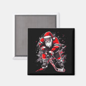 Aimant Funny Santa Hockey Christmas Retro Winter Player X (Recto/Verso)