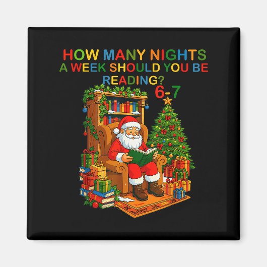 Aimant Funny Santa lisant 67 Meme Tee Noël Enseignant (Devant)