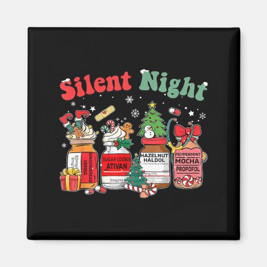 Aimant Funny Santa Profol Silent Night Icu Nurses Merry C (Devant)