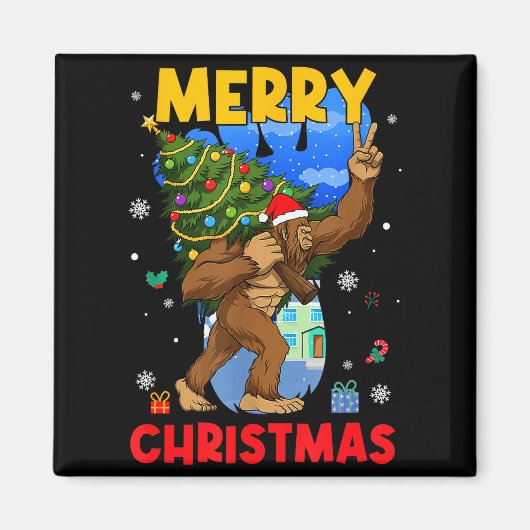 Aimant Funny Sasquatch Santa Bigfoot Christmas Tree Xmas  (Devant)