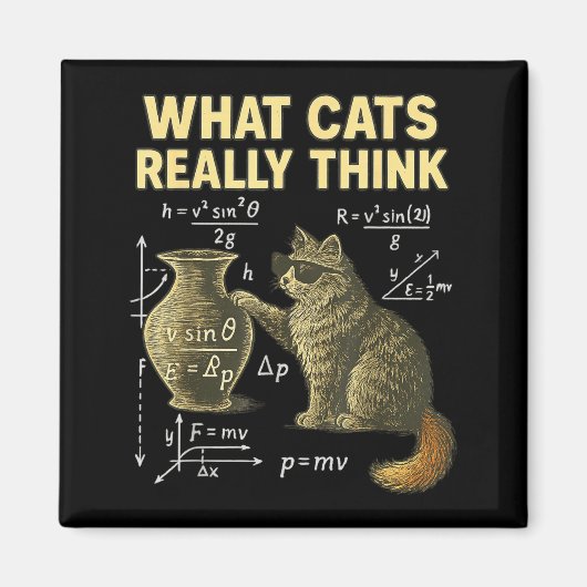 Aimant Funny Science Cat Physics What Cats Think Gift Men (Devant)