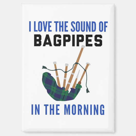 Aimant Funny Scottish Bagpipe Mug Blue Green Plaid  (Recto)