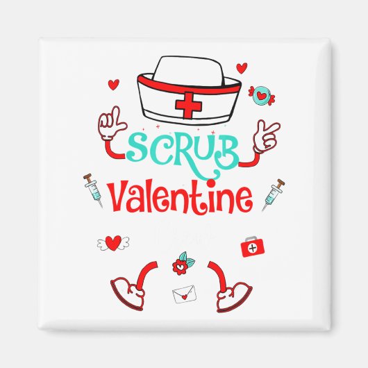 Aimant Funny Scrub Valentines Day Nurse Crew Family Group (Devant)
