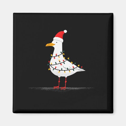 Aimant Funny Seagull Christmas Graphics Animal Lights Lov (Devant)