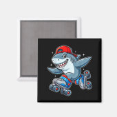 Aimant Funny Shark On Roller Skates Cute Cool Skater Anim (Recto/Verso)