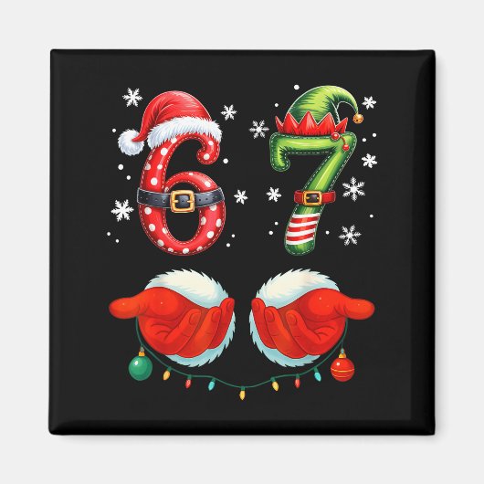 Aimant Funny Six Seven 6 7 Meme Christmas Humor Santa Elf (Devant)