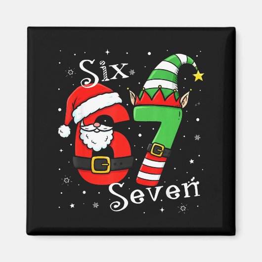 Aimant Funny Six Seven 6 7 Meme Christmas Santa Elf Numbe (Devant)