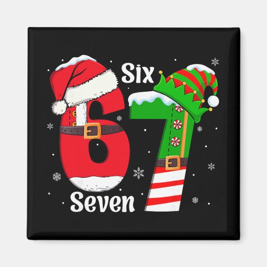 Aimant Funny Six Seven 6 7 Meme Gen Alpha Slang Santa Elf (Devant)