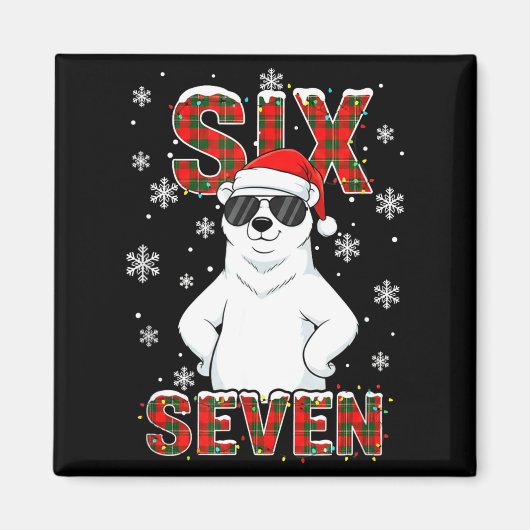 Aimant Funny Six Seven Lar Bear Christmas 67 Santa Hat Wi (Devant)