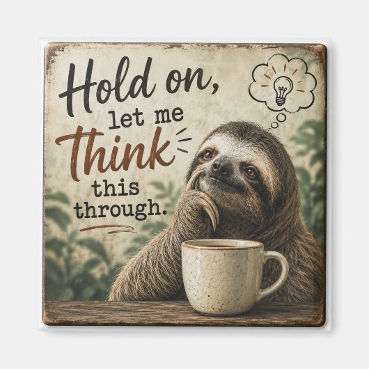 Aimant Funny Sloth Hold On Let Me Think This Through (Devant)