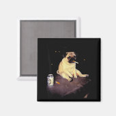 Aimant Funny Smoking Dog Pug Meme  (Recto/Verso)