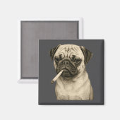 Aimant Funny Smoking Pug Dog Cigarette Gen Z Meme Graphic (Recto/Verso)