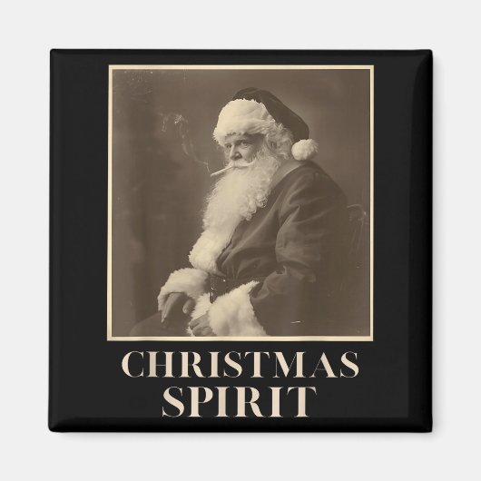 Aimant Funny Smoking Santa Claus Christmas Srit Vintage  (Devant)