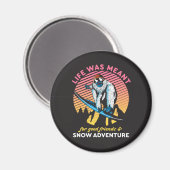 Aimant Funny Snowboard Good Friends and Snow Adventure (Recto/Verso)