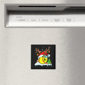 Aimant Funny Softball Christmas Reindeer Santa Hat Lights (In Situ (Lave-vaisselle))