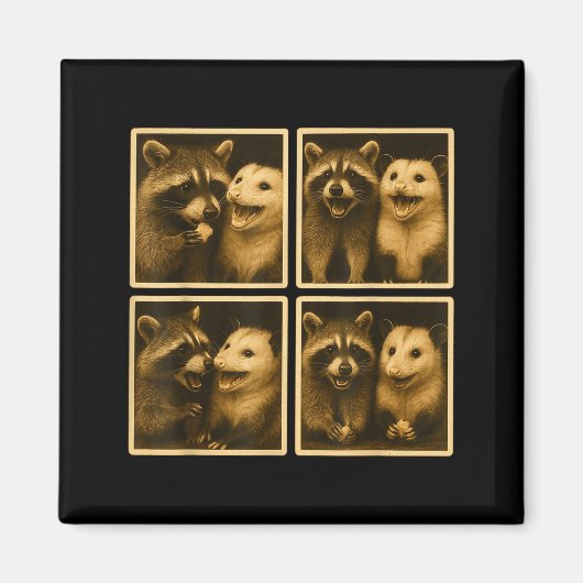 Aimant Funny Ssum And Raccoon Photobooth Selfie Trash Fer (Devant)