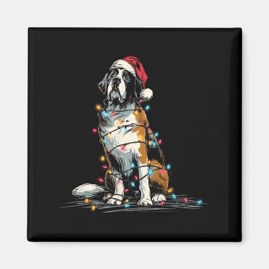 Aimant Funny St. Saint Bernard Christmas Graphics Dog Lig (Devant)