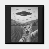 Aimant Funny Surprised Ed Cat Selfie With Alien Ufo Cat U (Devant)