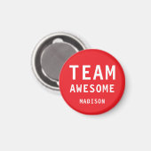 Aimant Funny Team Awesome Bright Red Personalized Name (Recto/Verso)