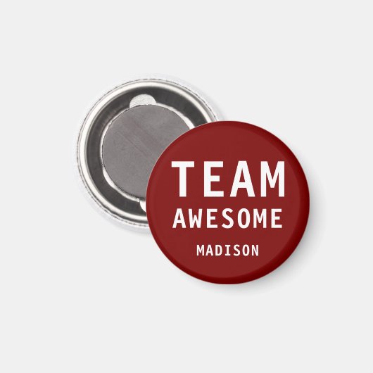 Aimant Funny Team Awesome Deep Red Personalized Name (Recto/Verso)