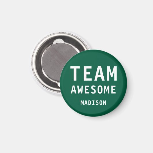 Aimant Funny Team Awesome Green Personalized Name (Recto/Verso)