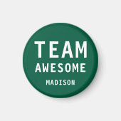 Aimant Funny Team Awesome Green Personalized Name (Devant)