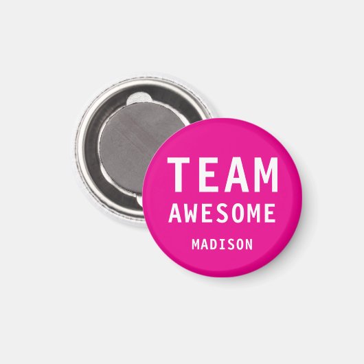 Aimant Funny Team Awesome Hot Pink Personalized Name (Recto/Verso)