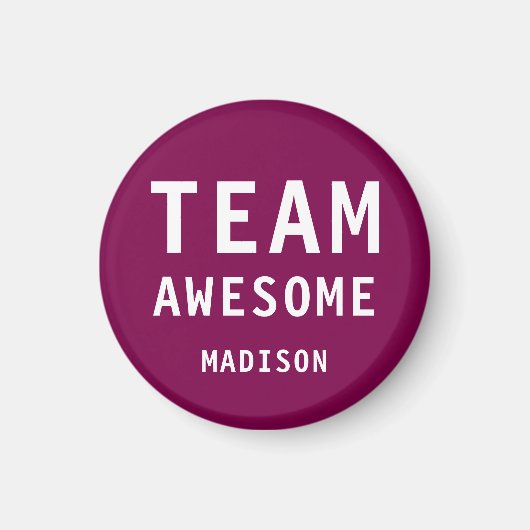 Aimant Funny Team Awesome Wine Red Personalized Name (Devant)