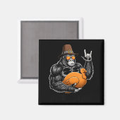 Aimant Funny Thanksgiving Gorilla Holding Turkey Lgrim Ha (Recto/Verso)