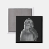Aimant Funny Thinking Monkey Meme Curious Ape Brainrot  (Recto/Verso)