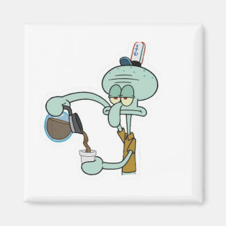Aimant Funny Tired Squidward Pouring Coffee Mug - Morning