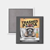 Aimant Funny Trashed Panda Raccoon Gets Drunk (Recto/Verso)