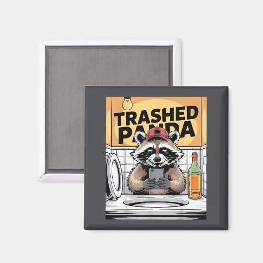 Aimant Funny Trashed Panda Raccoon Gets Drunk (Recto/Verso)