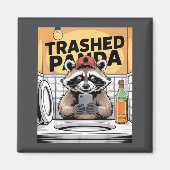 Aimant Funny Trashed Panda Raccoon Gets Drunk  (Devant)