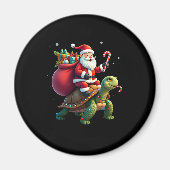 Aimant Funny Turtle Christmas Santa Riding Sea Turtle Xma (Devant)