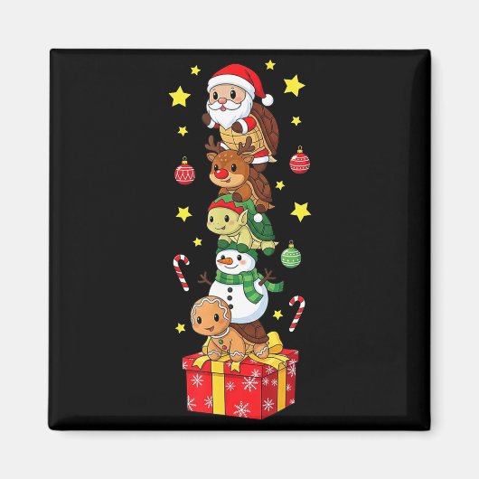 Aimant Funny Turtle Santa Elf Snowman Christmas Boys Girl (Devant)